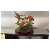 Vtg porcelain hummingbird figurine with hibiscus