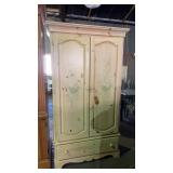 Wooden Floral White Entertainment Stand