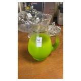 Green Frosted Glass Pitcher