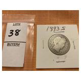 1893  S US barber quarter