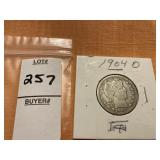 1904 O US barber quarter