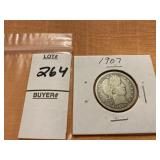 1907 US Barber Quarter