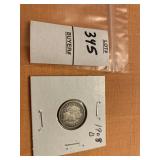 1908D US barber dime