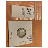 1898S US barber dime