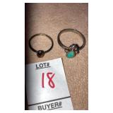 (2) silver rings w/ stones