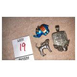 charms- enamel elephant, dog & coin type pendant