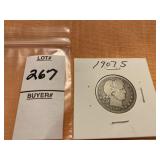 1907S US barber quarter