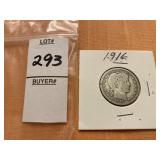 1916 US barber quarter