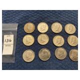 Kennedy half dollars, 1966, 1967, four 1971, two