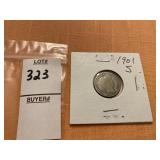 1901 S US barber dime