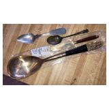 Brass Siam serving spoon, cheese knife, Navajo