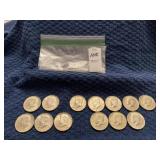 Five 1964 Kennedy Silver half dollars, 1966,