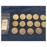 Kennedy half dollars, 1967, 1968, four 1971,