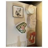 Four trinket boxes and dish