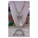 Butterfly necklace , stretch bracelet