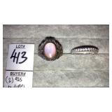 (2) 925 sterling rings, butterfly & band