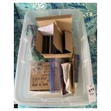 Tote of various lightbulbs, fairy lights,