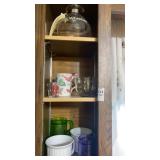 Mugs, drinking glasses and glass tea kettle