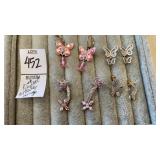 Pink & clear crystal butterfly earrings