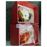 Ceramic battery lighted snowman and Santa table