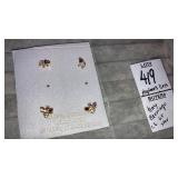 (2)pr. Tiny earrings elephants, bees. cubic