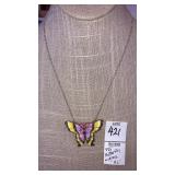 925 sterling enamel & marcasite butterfly
