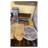 Lot of Kitchen Utensils, Oven Mitts