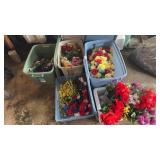 5 Totes of Faux Flowers