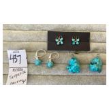 (3) pairs turquoise earrings
