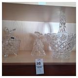 Assorted crystal glass, bell,candy dishes
