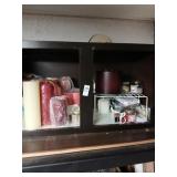 Cabinet lot contents only. Candles etc