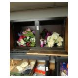 Three cabinet lots of faux flowers contents only