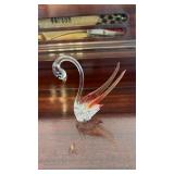 Spun Glass Miniature Swan Figurine