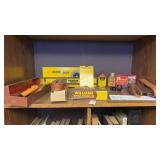 Shelf Lot of Gun Cleaning Items, Boxes and More