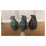 Lot of 3 Replica Metal Grenades