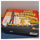 Box of hand warmers with adhesvive stick on