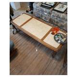 Oak marble top coffee table 20' x 51' no contents