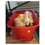 Tote and lid of stuffed animals, lots of Boyds