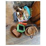 Misc lot mail box, baskets, grass shear, frames