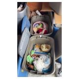 Two Totes Filled With Sports Items, and Easter