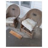 Pair of wicker chairs on porch as is