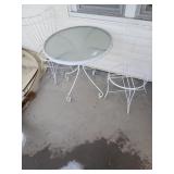 Metal patio set on porch