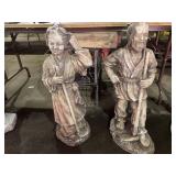 Oriental man & woman garden statues - 30 inches