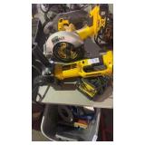 DeWalt cordless grinder, circular saw, battery