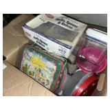 Box lot - plastic containers, cutlery & variety