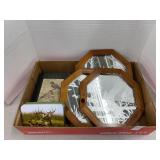 3 Wildlife glass mirrors, bird book & tin
