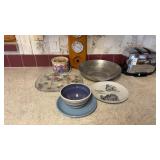 Lot of Assorted Glass Plates Candle Melt and More