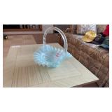 Fenton Turquoise Coin Dot Glass Basket