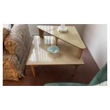 MCM Checkered Veneer Pattern 2-Tier End Table