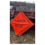 Two Flagger Ahead Signs NEED WORK